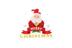 Merry christmas lettering and cartoon santa claus Product Image 1
