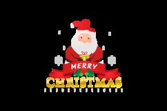 Merry christmas lettering and cartoon santa claus Product Image 2