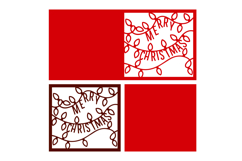 Merry Christmas Lights Paper Cut Card Template Product Image 2