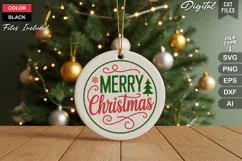 Merry Christmas SVG | Christmas Round Sign SVG | Xmas SVG Product Image 2