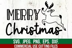 Merry Christmas SVG - Holiday Christmas Reindeer Sign SVG Product Image 2