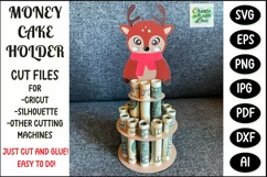 Merry Christmas Money Holder like Christmas Reindeer. SVG template cut file for Cricut. Draw and cut card design. Papercut svg. 