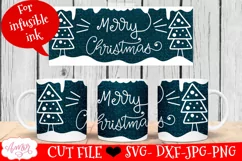 Merry Christmas Mug Wrap SVG for Cricut infusible ink 12oz Product Image 1