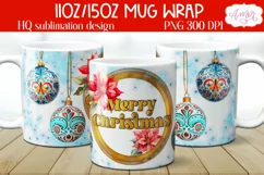 Merry Christmas mug wrap PNG Sublimation 11oz 15oz Product Image 1