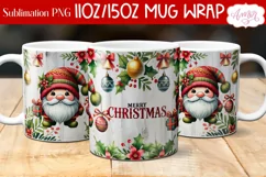 Merry Christmas mug wrap PNG Sublimation, 11oz and 15oz Product Image 1