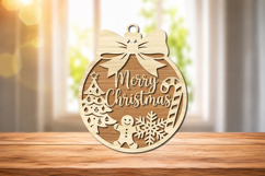 Merry Christmas Ornament Laser Cut Product Image 1