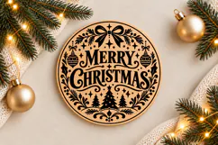 Merry Christmas Ornament Laser Cut SVG Product Image 1