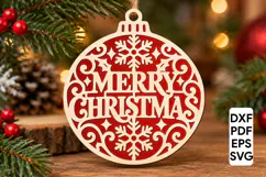 Merry Christmas Ornament Laser Cut SVG Product Image 1