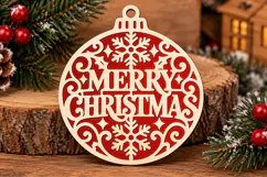 Merry Christmas Ornament Laser Cut SVG Product Image 2