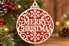 Merry Christmas Ornament Laser Cut SVG Product Image 3