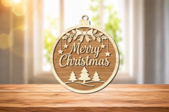 Merry Christmas Ornament Laser Cut SVG Product Image 1