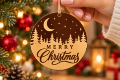 Merry Christmas Ornament SVG, Laser Cut Glowforge File Product Image 2