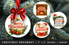 Merry Christmas round ornaments sublimation design Product Image 1