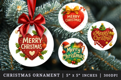 Merry Christmas round ornaments sublimation design Product Image 1