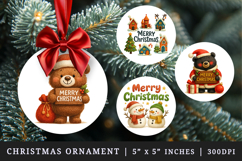 Merry Christmas round ornaments sublimation design Product Image 1