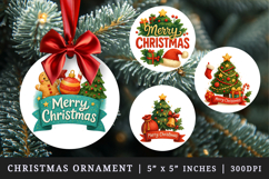 Merry Christmas round ornaments sublimation design Product Image 1