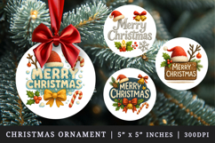 Merry Christmas round ornaments sublimation design Product Image 1