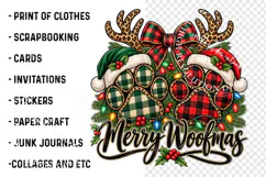 Merry Christmas Paw Print PNG, Pet Lover Sublimation Png Product Image 3