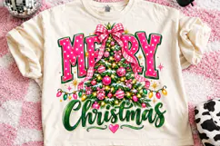 Merry Christmas Pink Bow Tree PNG, Christmas PNG Product Image 2