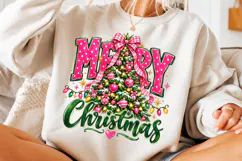 Merry Christmas Pink Bow Tree PNG, Christmas PNG Product Image 3