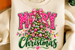 Merry Christmas Pink Bow Tree PNG, Christmas PNG Product Image 4