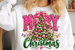 Merry Christmas Pink Bow Tree PNG, Christmas PNG Product Image 5