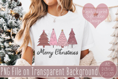 Pink Christmas Trees PNG Sublimation Design Product Image 1