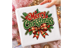 Merry Christmas Plaid Bow Png Product Image 3