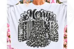 Merry Christmas Plaid Tree PNG | Black & White Vintage Chris Product Image 2