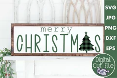 Merry Christmas Buffalo Plaid Tree Farmhouse Sign Svg Product Image 1