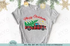 Christmas Buffalo Plaid Old Pickup Truck svg png dxf files Product Image 1