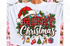 Merry Christmas PNG, Buffalo Plaid Holiday Typography with S Product Image 1