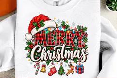 Merry Christmas PNG, Buffalo Plaid Holiday Typography with S Product Image 2