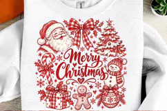 Merry Christmas Vintage Sublimation PNG, Red Santa Snowman G Product Image 2