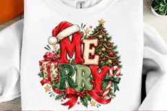 Merry Christmas PNG Design, Retro Red Green Typography with Product Image 2