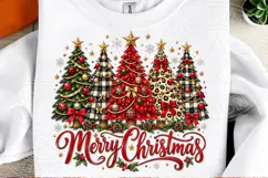 Merry Christmas Sublimation PNG, Five Festive Christmas Tree Product Image 2