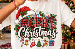 Merry Christmas PNG, Buffalo Plaid Holiday Typography with S Product Image 3