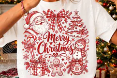 Merry Christmas Vintage Sublimation PNG, Red Santa Snowman G Product Image 3
