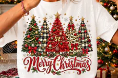 Merry Christmas Sublimation PNG, Five Festive Christmas Tree Product Image 3