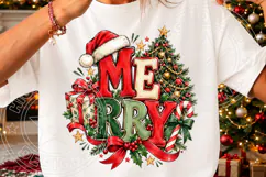 Merry Christmas PNG Design, Retro Red Green Typography with Product Image 3