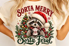 Sorta Merry Sorta Feral PNG | Funny Christmas Raccoon Png Product Image 3