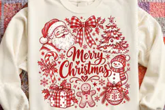 Merry Christmas Vintage Sublimation PNG, Red Santa Snowman G Product Image 4