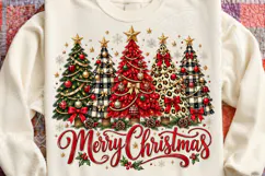 Merry Christmas Sublimation PNG, Five Festive Christmas Tree Product Image 4