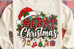Merry Christmas PNG, Buffalo Plaid Holiday Typography with S Product Image 4