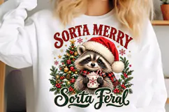 Sorta Merry Sorta Feral PNG | Funny Christmas Raccoon Png Product Image 4