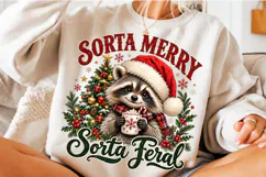 Sorta Merry Sorta Feral PNG | Funny Christmas Raccoon Png Product Image 5