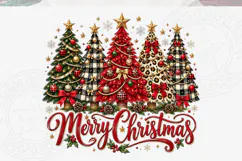 Merry Christmas Sublimation PNG, Five Festive Christmas Tree Product Image 5