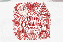 Merry Christmas Vintage Sublimation PNG, Red Santa Snowman G Product Image 5
