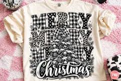 Merry Christmas PNG, Black White Preppy Christmas Tree Product Image 1