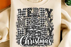 Merry Christmas PNG, Black White Preppy Christmas Tree Product Image 2